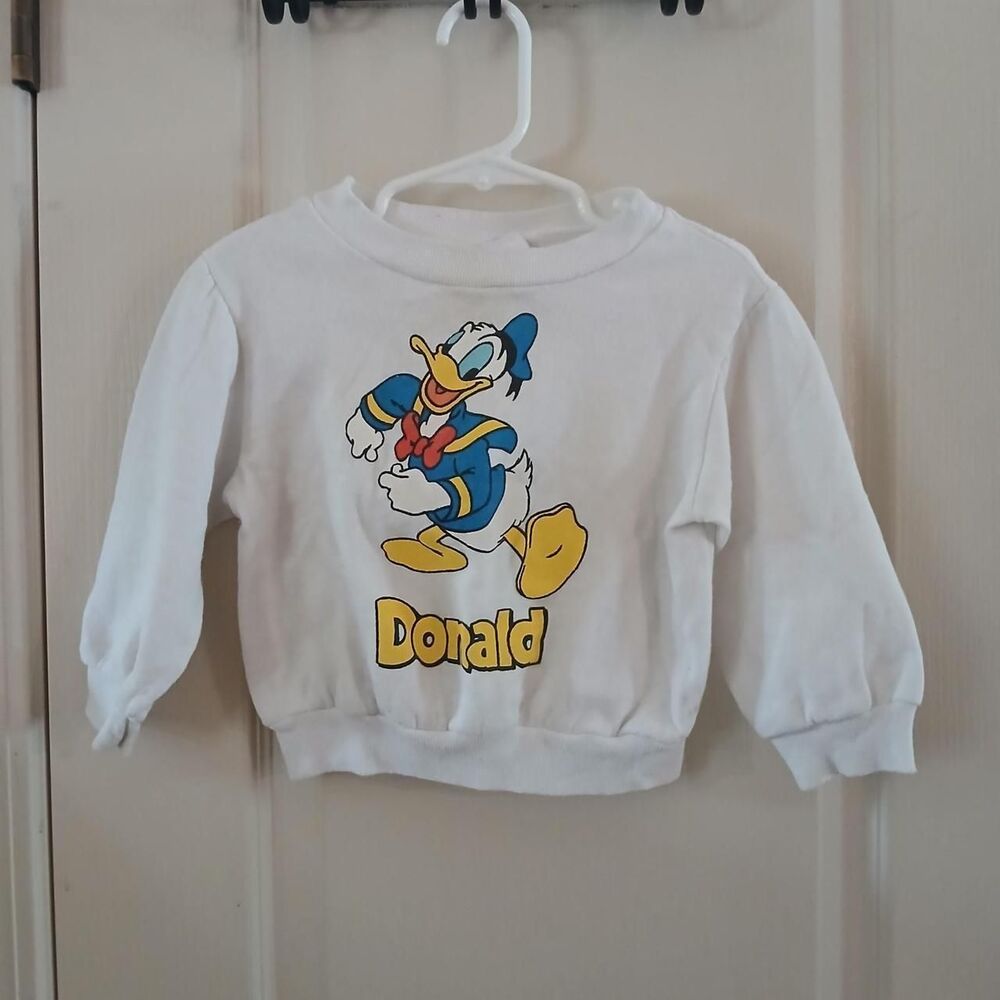 Rare Vintage 80s Disney Wear Made in USA Donald Duck Baby Sweatshirt 3T Retro